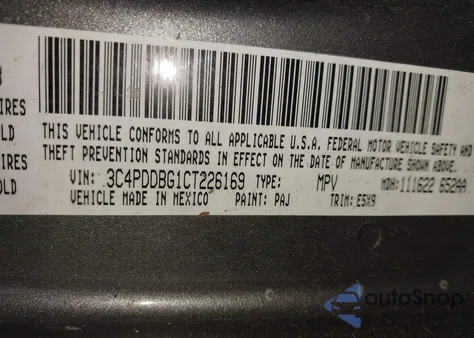 2012 Dodge Journey Sxt из США, поврежденный, VIN 3C4PDDBG1CT226169